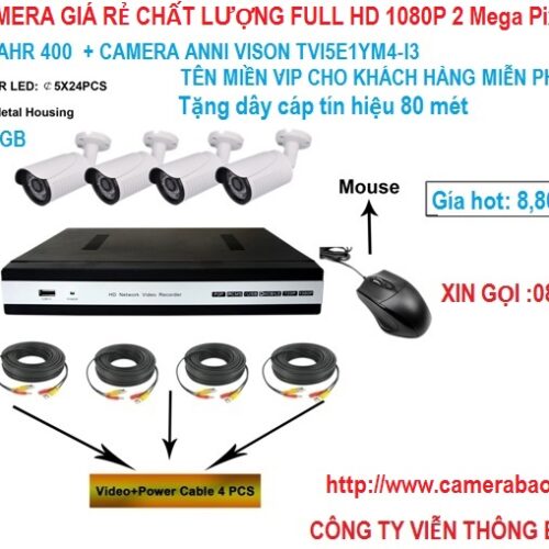 BỘ TRỌN GÓI 4 CAMERA GIÁ RẺ CHẤT LƯỢNG CAO 2.0 FULL 1080P